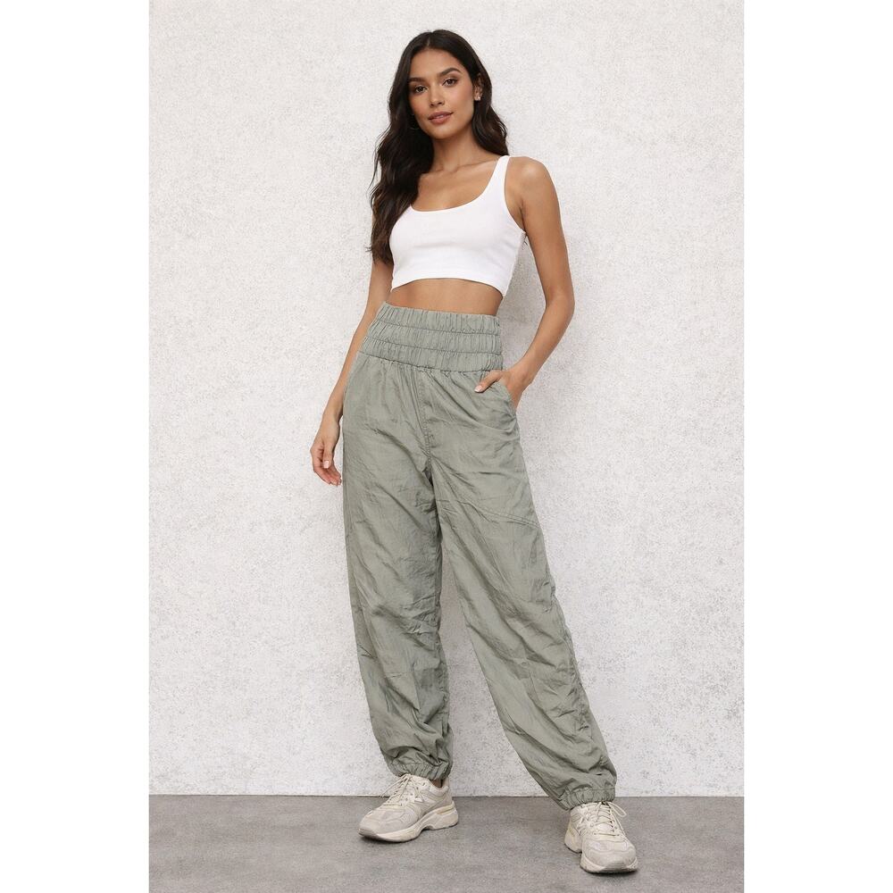 Free People Movement The Way Home Silver Large Jogger Pants Athleisure High Rise